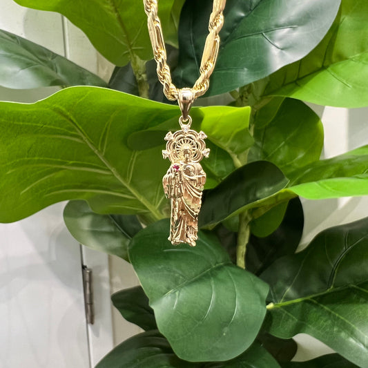 1283- NEW 10K Gold St Jude with Crown Pendant W.G