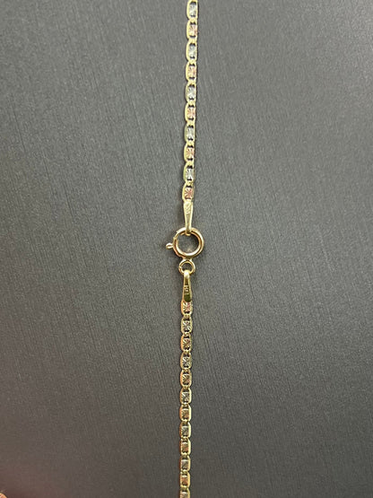 1397- NEW 14K Solid Valentino Tri tone Chain 20" (1.8mm) W.G