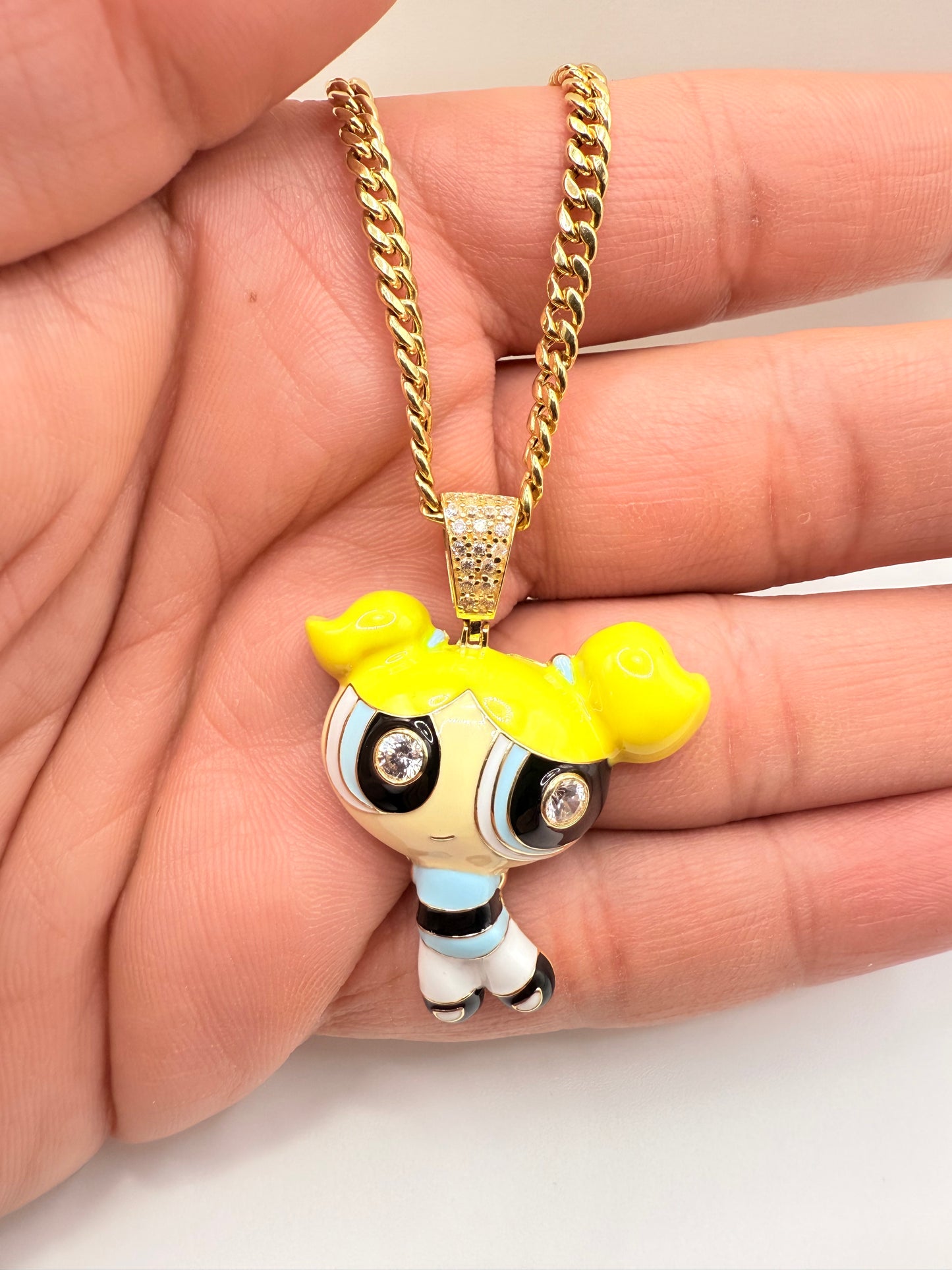 898- NEW 14K Powerpuff Girls Pendant -W.G