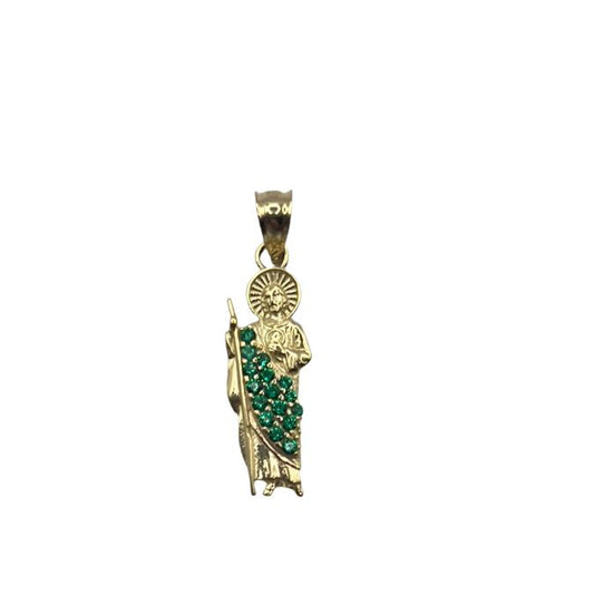 00185-NEW  14K St Jude Small Green Pendant (W.G)