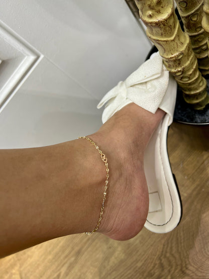 1158- NEW 14K Valentino Oval Anklet Bracelet W.G