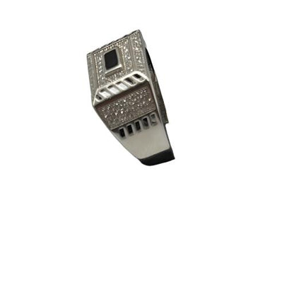 S0018- Silver Small Black Stone Square Ring