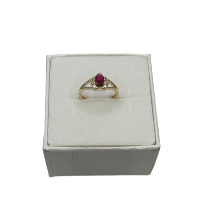 875- NEW 14K Gold Red Stone Cz Frog Ring (W.G)