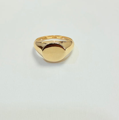 1685- NEW 14K Round Signet Gold Ring W.G