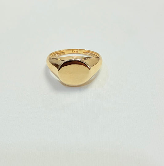 1685- NEW 14K Round Signet Gold Ring W.G