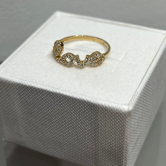 704- 14K Gold Love Cubic Zirconia Ring W.G