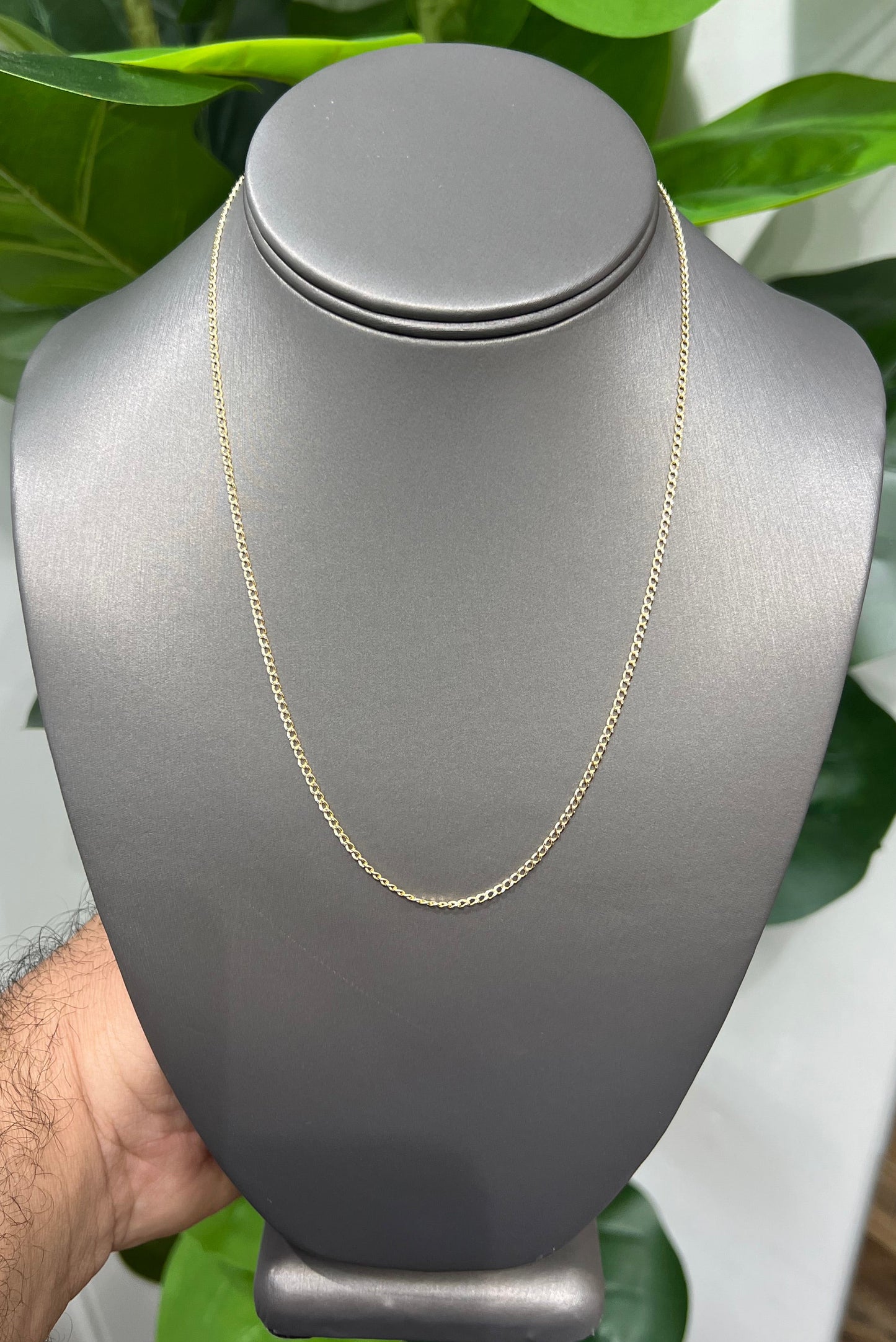 1326- NEW 10K Hollow Cuban Curb Chain Two tone 18” (2mm) W.G