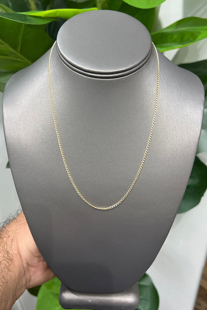 1326- NEW 10K Hollow Cuban Curb Chain Two tone 18” (2mm) W.G