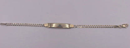 00165- NEW Cuban Link ID Bracelet Two Tone With Plate 7” (W.G)