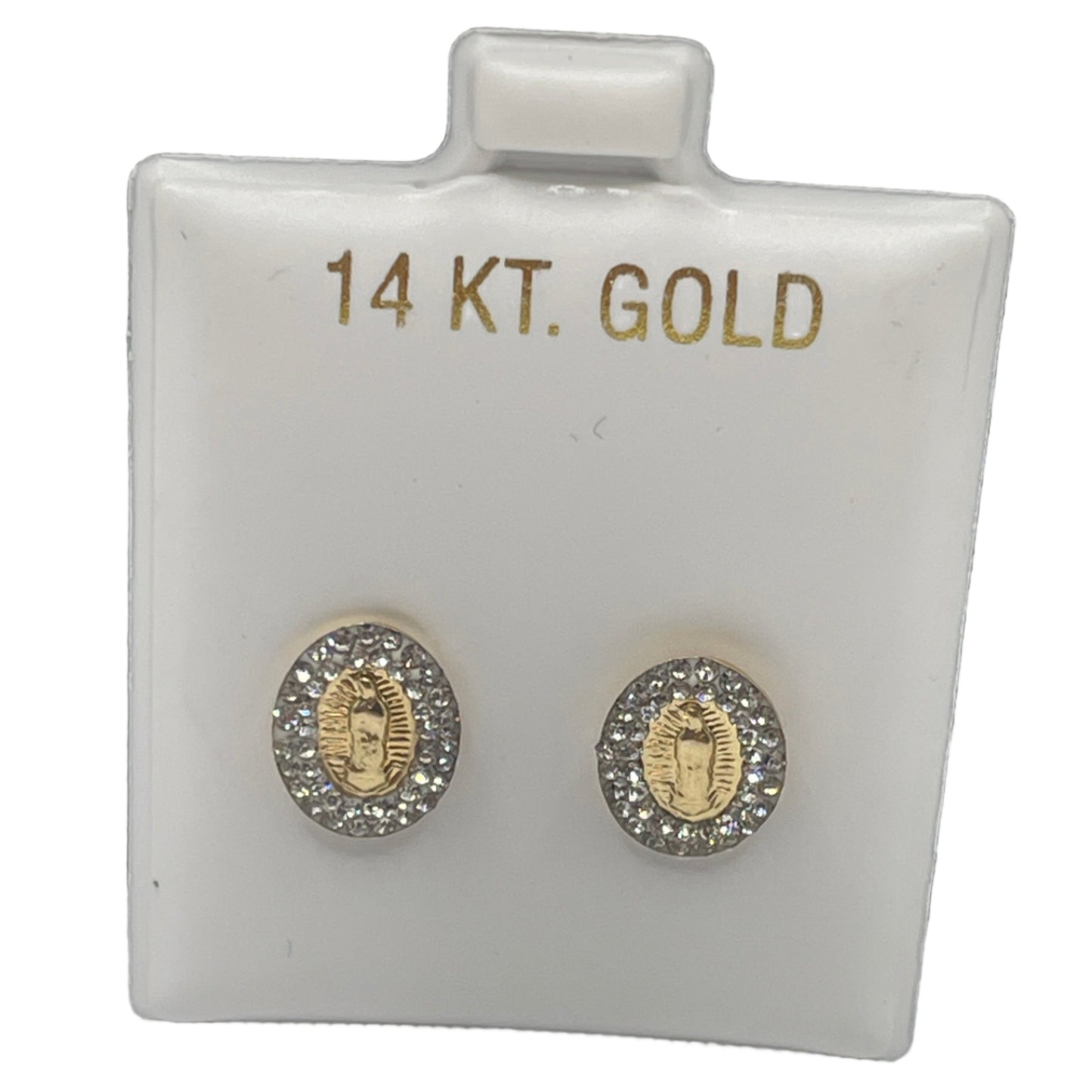 588- NEW 14K Mother Mary Stud Earrings (W.G)