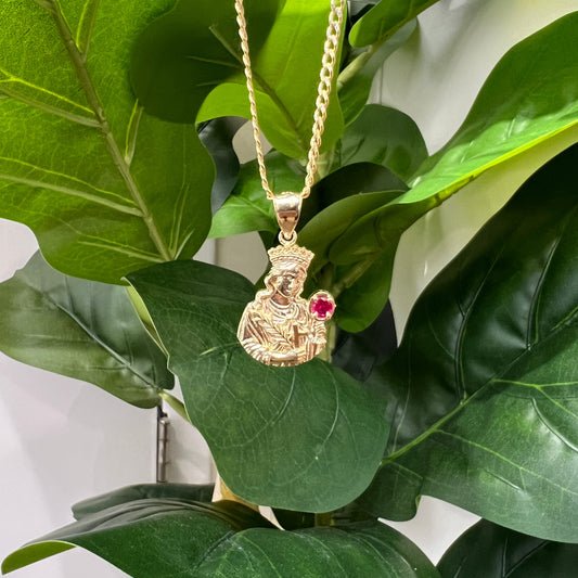 1303- NEW 10K Gold Saint Barbara Pendant W.G