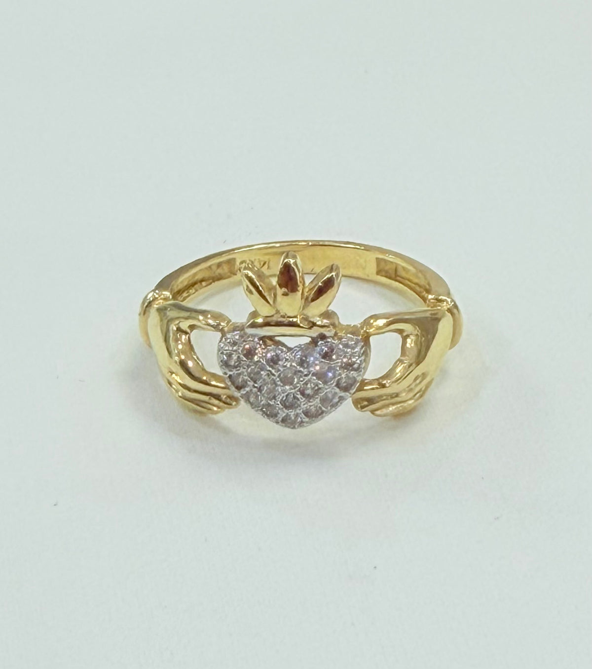 285- NEW 14K Wedding Rings Heart & Band Set W.G