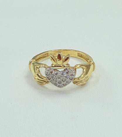 285- NEW 14K Wedding Rings Heart & Band Set W.G
