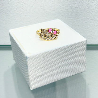 1172- NEW 14K Full Cz Hello Kitty Face W.G