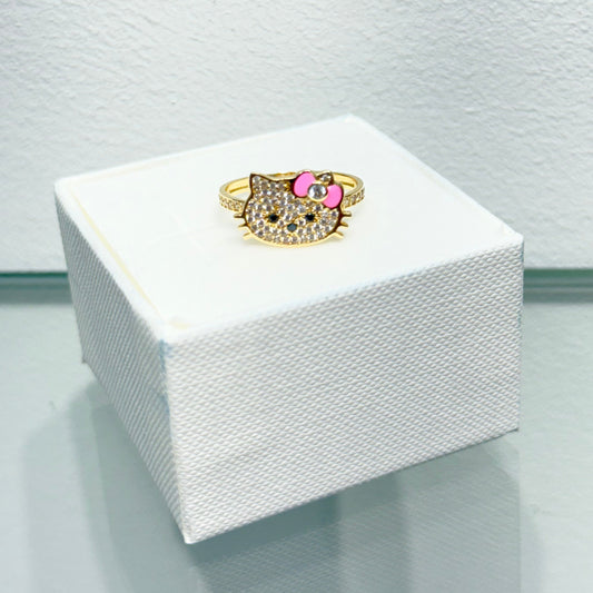 1172- NEW 14K Full Cz Hello Kitty Face W.G