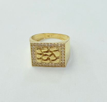 1830- NEW 14K Square Nugget Ring W.G