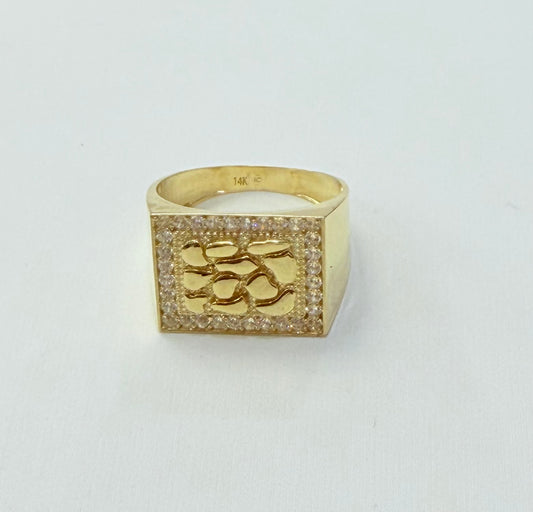 1830- NEW 14K Square Nugget Ring W.G