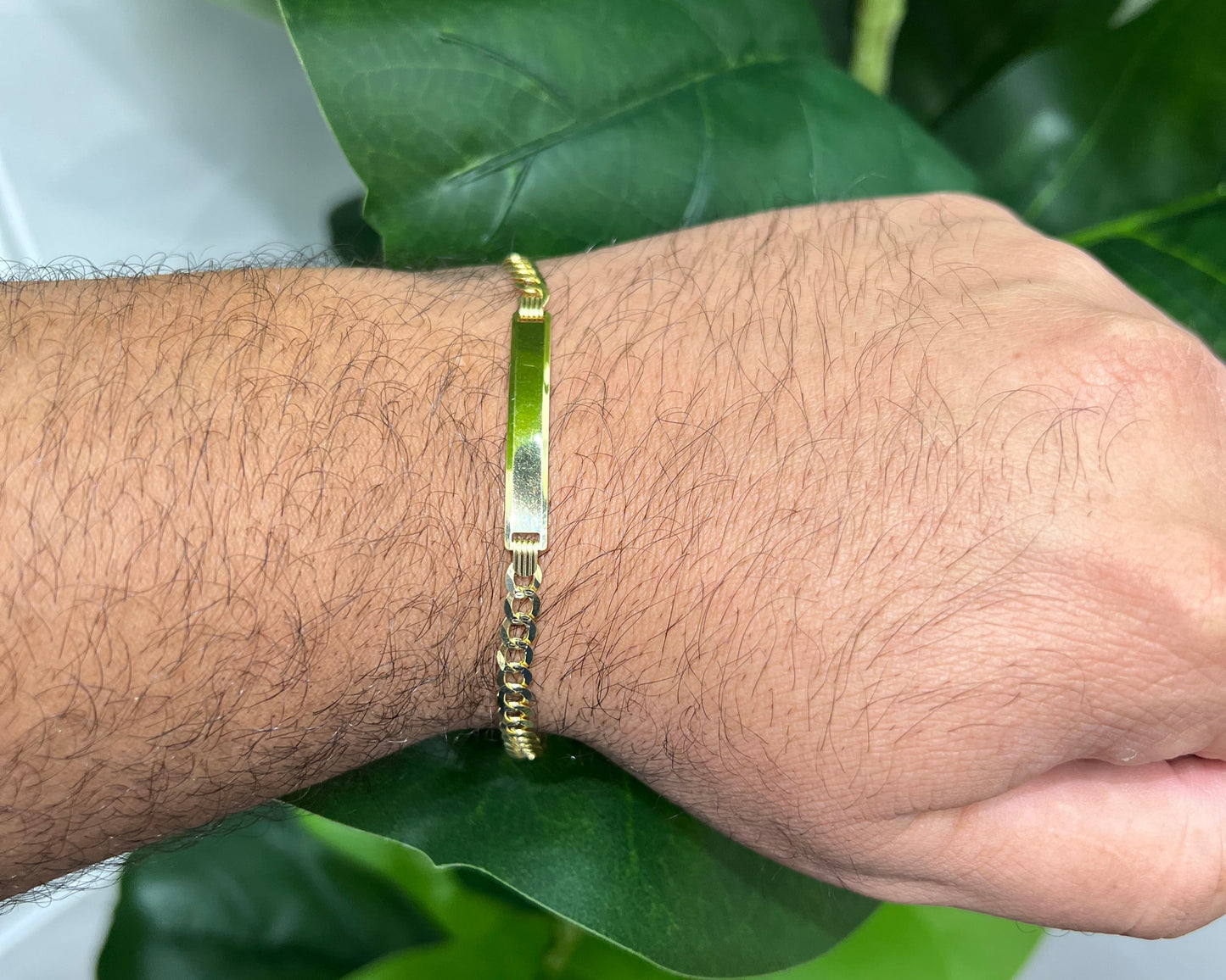 1229- NEW 14K Cuban Curb ID Bracelet (5.7mm) W.G
