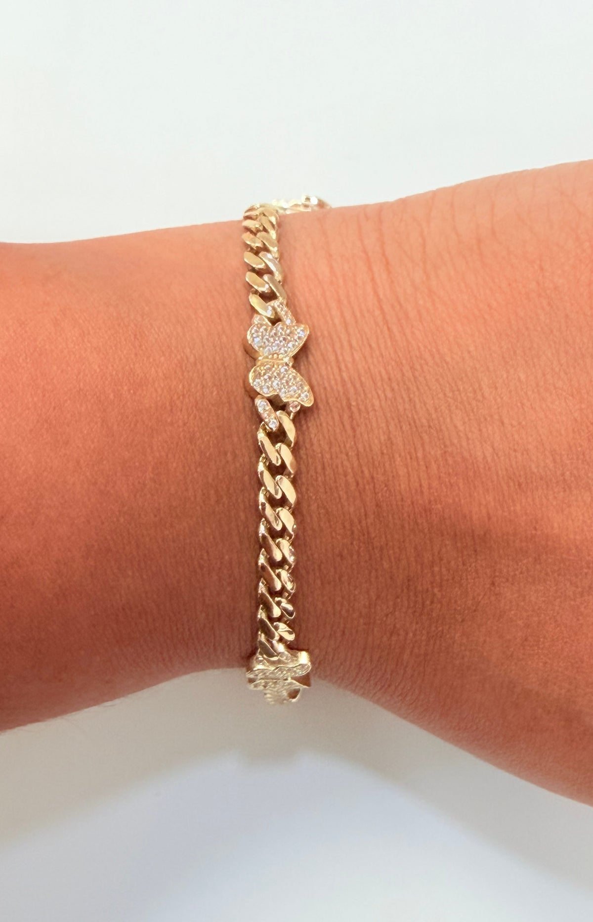 1800- NEW 14K Butterfly Miami Cuban Bracelet 7” (5mm)