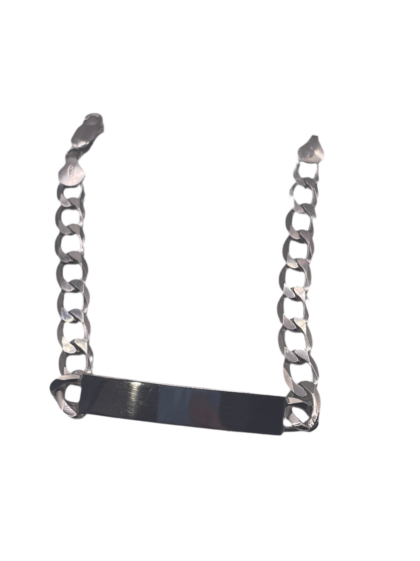 S824- Miami Cuban Silver ID Bracelet 8”