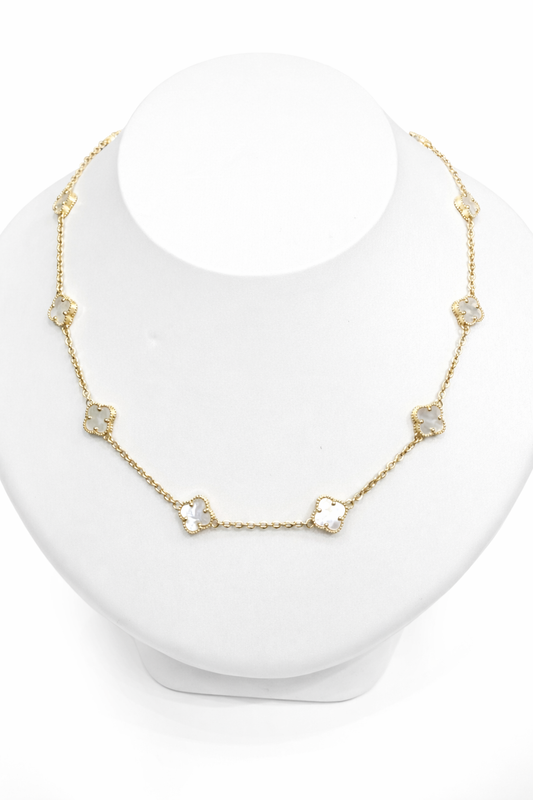 1590- NEW 14k White Trebol Necklace 17”+ 1”ext (1.90mm) W.G