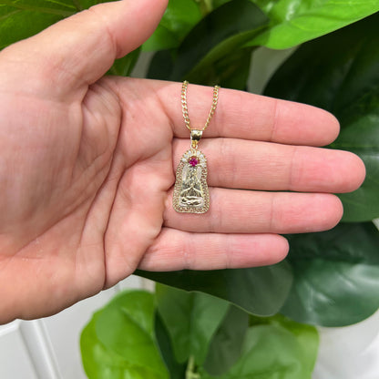 1309- NEW 10K Gold Virgin Mary Pendant W.G