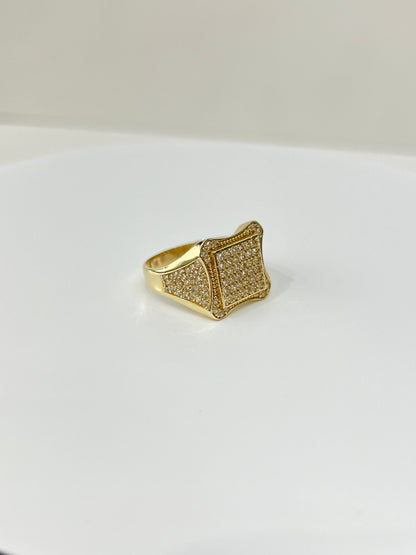 1182- NEW 14K Full Cz Square Fashion Men's Ring W.G