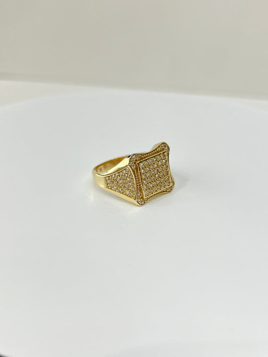 1182- NEW 14K Full Cz Square Fashion Men's Ring W.G
