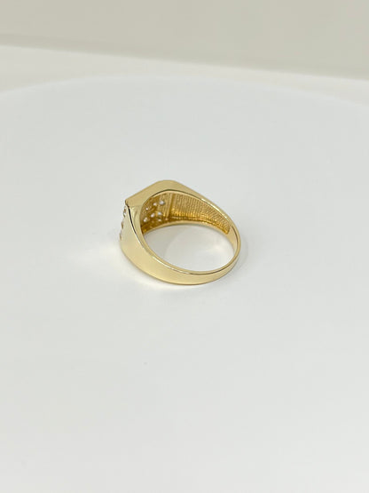 710- NEW 14K Square 3 Row Cz Men's Ring W.G