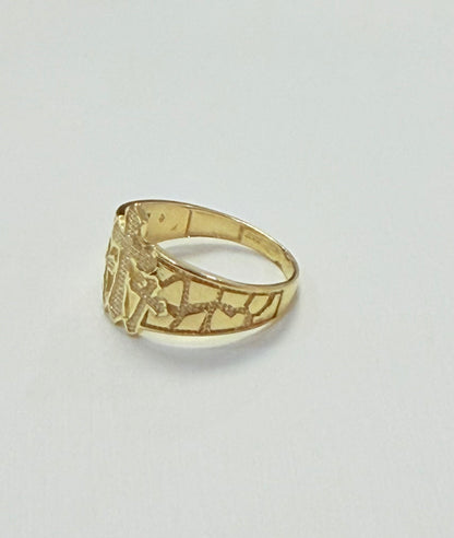 1702- NEW 10K Triple Cross Nugget Ring W.G