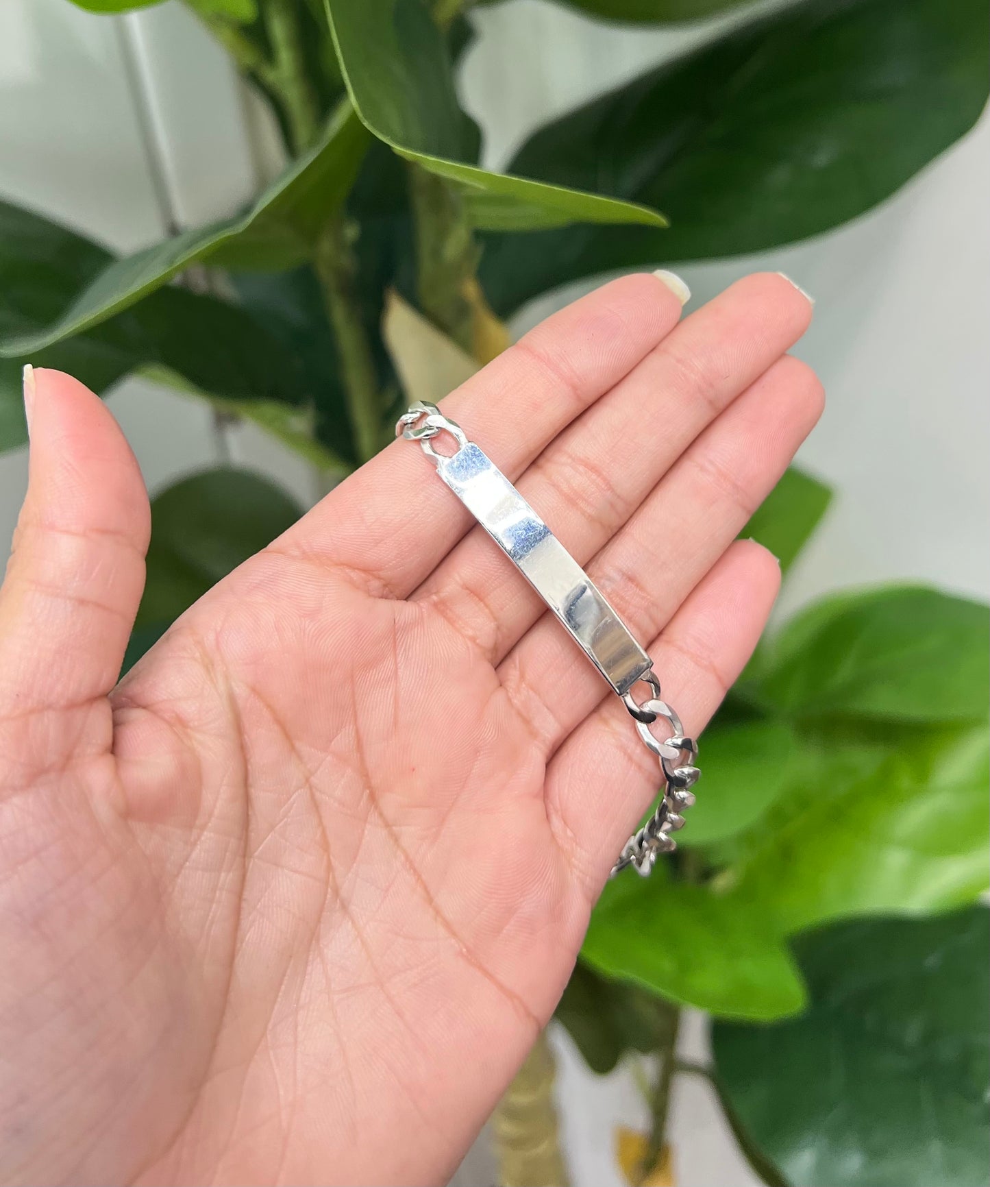 S823- NEW Sterling Silver Miami Cuban ID Bracelet (6.45mm) W.G
