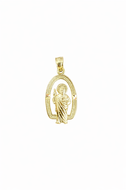 1549- NEW 10K Small St Jude Pendant W.G