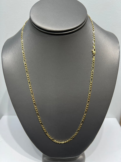 522-NEW  14K Hollow Figaro Chain (3.4mm) W.G