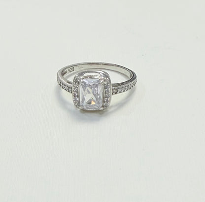 S758- NEW .925 Square Cz Stone Women's Ring W.G