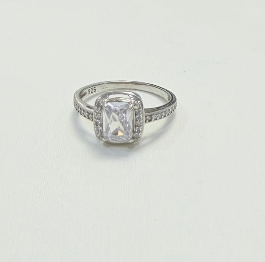 S758- NEW .925 Square Cz Stone Women's Ring W.G