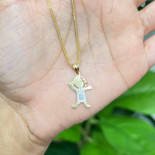 00121- NEW 14K Gold One Girl Pendant (W.G)