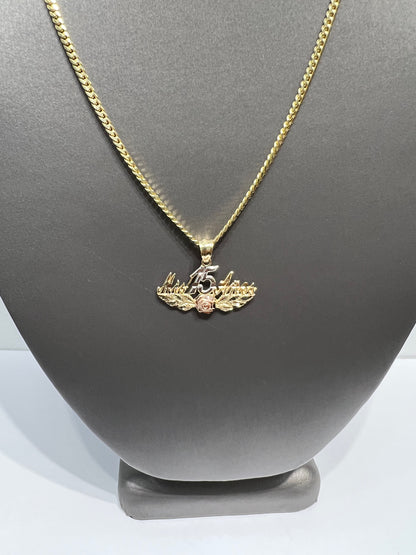 1213- NEW 14K Quinceanera Gold Pendant  W.G