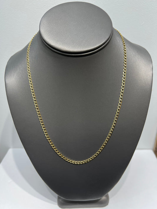 1022- NEW 14K Semi Solid Cuban Chain (3.5mm) W.G