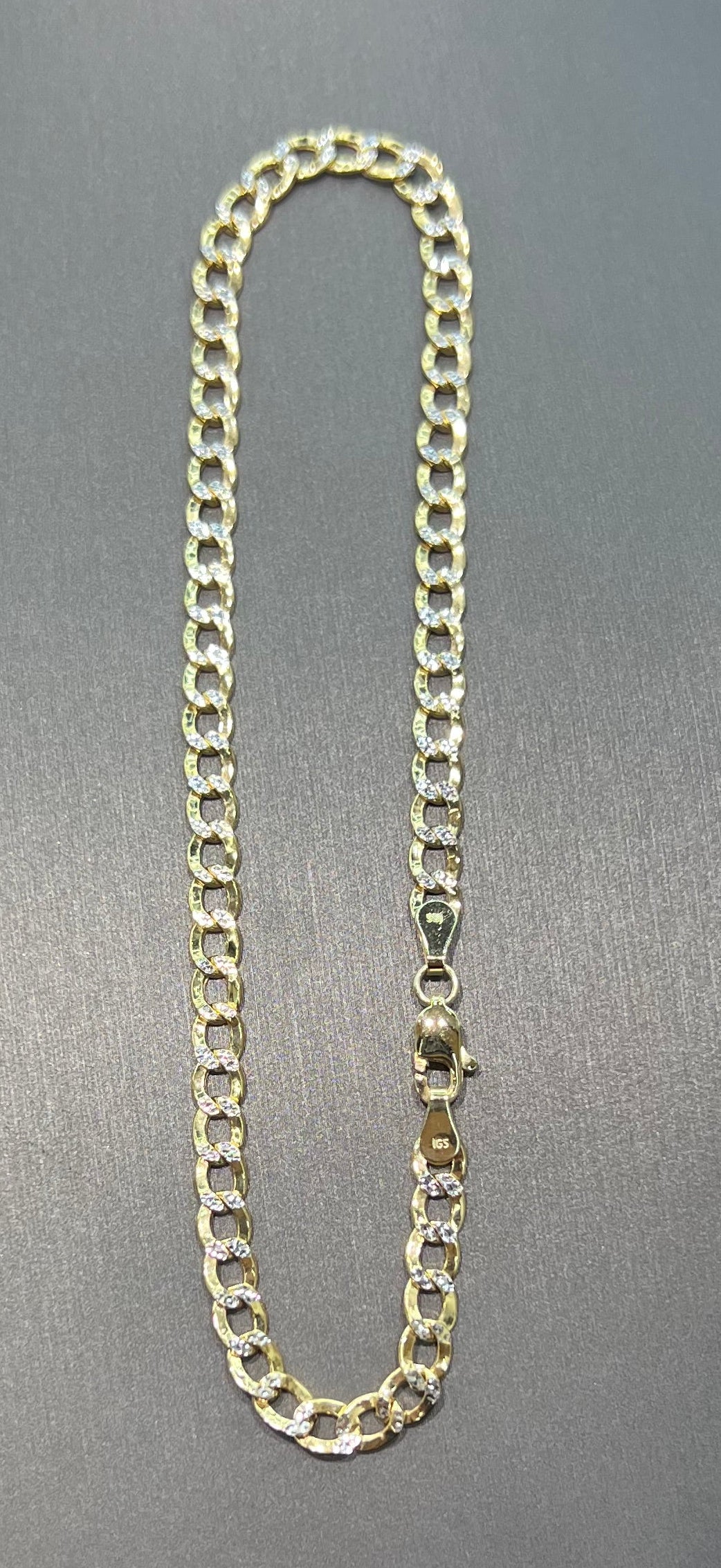 1321- NEW 10K Hollow Cuban Curb Two Tone Anklet (4.5mm) W.G