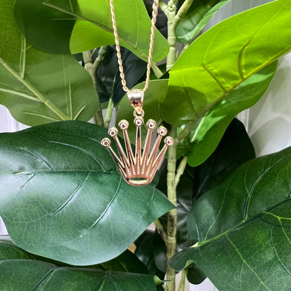 1317- NEW 10K Rolex Crown Gold Pendant W.G