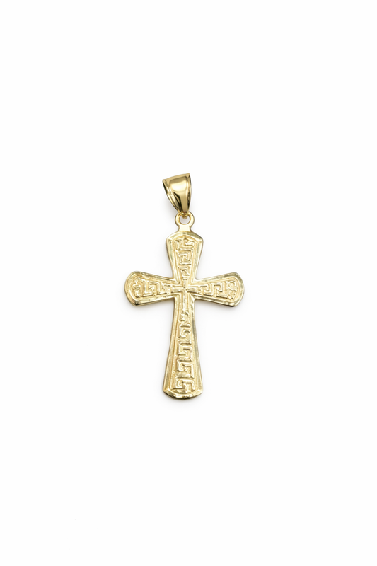 1565- NEW 10K Greek Cross Pendant W.G