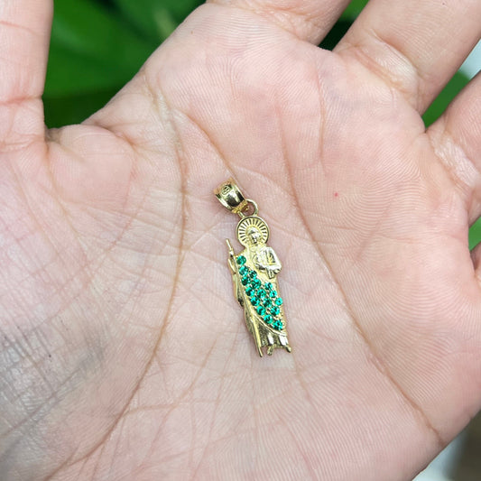 00185-NEW  14K St Jude Green Pendant (W.G)