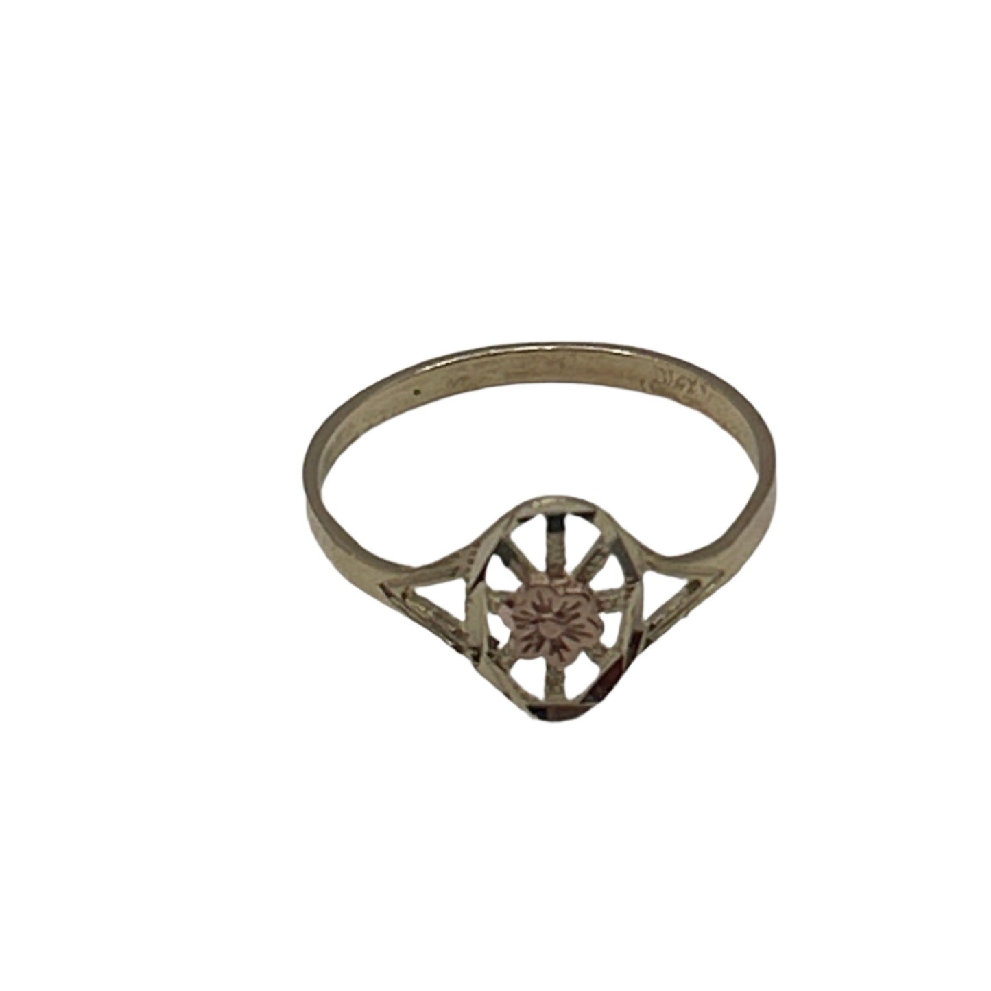 876- NEW 14K NEW Centered Flower Ring (W.G)