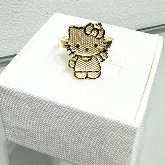 1175-NEW 14K Full Body Hello Kitty Gold Ring W.G