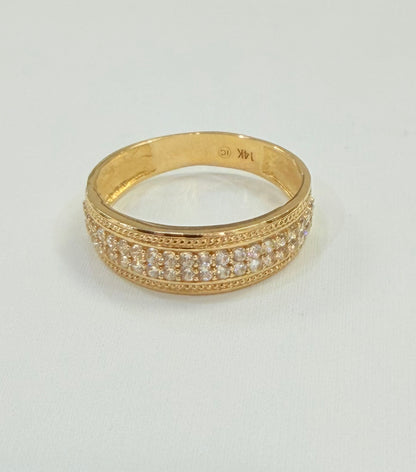 1717- NEW 14K Gold Cz Wedding Band Men’s Ring Sz10 W.G