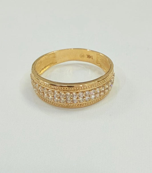 1717- NEW 14K Gold Cz Wedding Band Men’s Ring Sz10 W.G