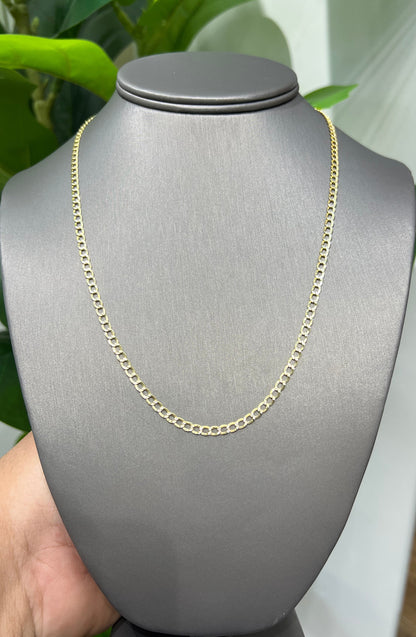 1022- NEW 14K Semi Solid Cuban Chain (3.5mm) W.G