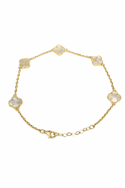 1587- NEW 14K White Trebol Bracelet 7" + 1 ext (1.90mm) W.G