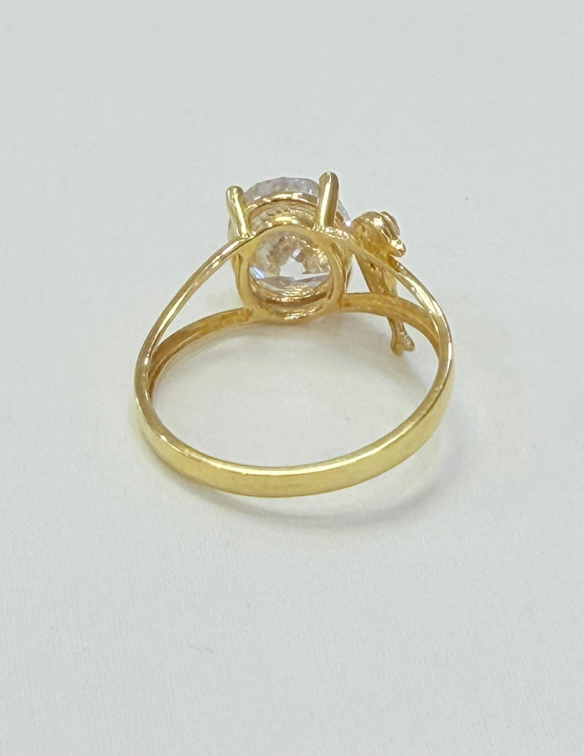 1383- NEW 10K Gold Prong Dolphin Cz RIng W.G