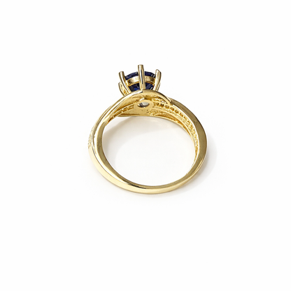 1524- NEW 10K Gold Round Sapphire Fashion Ring W.G